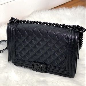 CHANEL Caviar Quilted Jumbo Le Boy Flap Black Bag